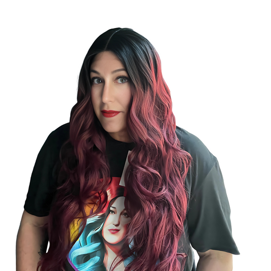 Krystal - Gorgeous dark root poppin red synthetic lace front wig