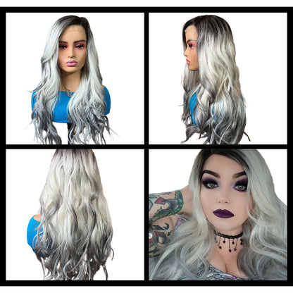 Madison-Wide parting space - White Blonde lace front wig