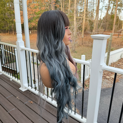 Mariah - 24" Gray Lavender and Blue wig with bangs