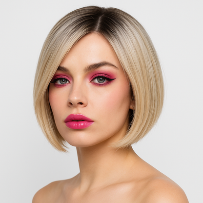 Meg-Short dark root blonde wig