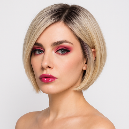 Meg-Short dark root blonde wig