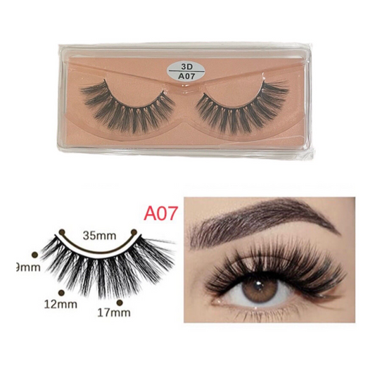 Cruelty Free Faux Mink 3D Light-weight False Volume Eyelashes Style A07 (Lashes Only)