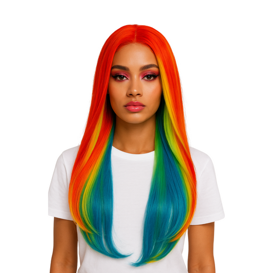 Noelani - 30" Free parting Rainbow wig Rainbow synthetic lace frontal wig