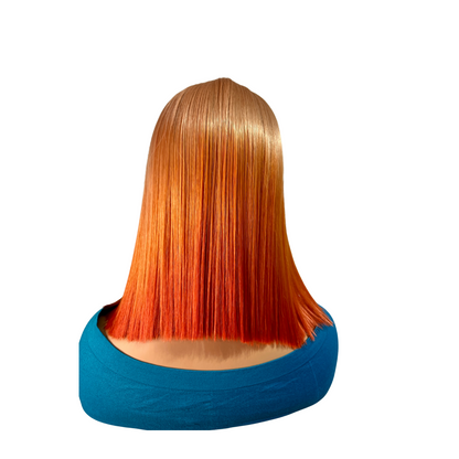 Custom colored wig - Orange Sky - Dark root orange long bob synthetic wig