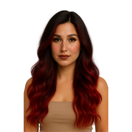 Renata - 13X4 Dark root red synthetic lace frontal - free parting