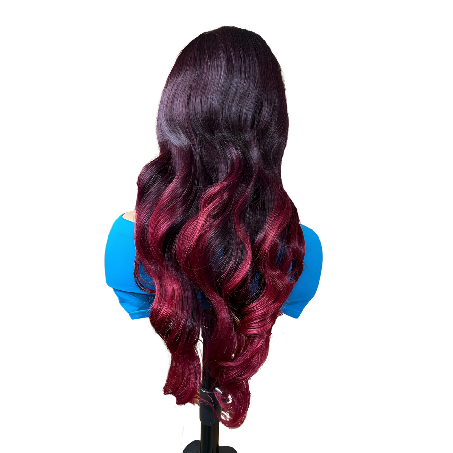 Renata - 13X4 Dark root red synthetic lace frontal - free parting