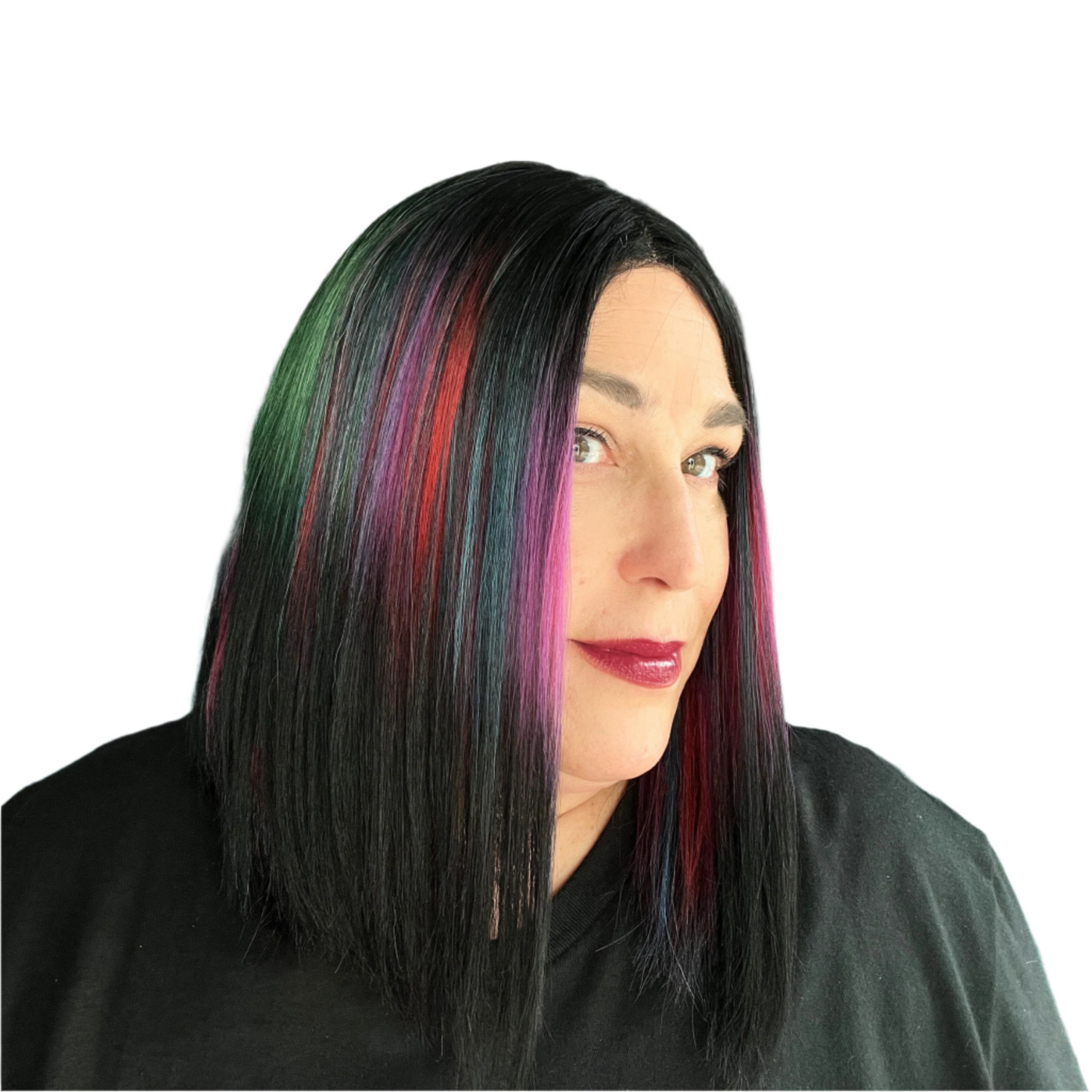 Rainbow Bob Wig 14" - Motown Tress LDP-Ruby14 in P1B Rainbow