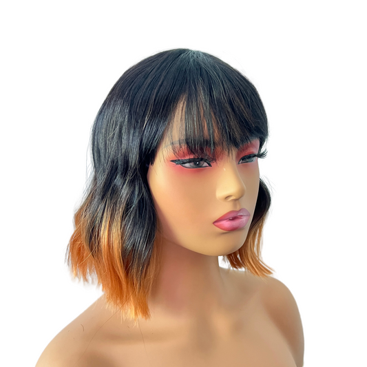 Autumn - Wig Black orange synthetic wig with bangs