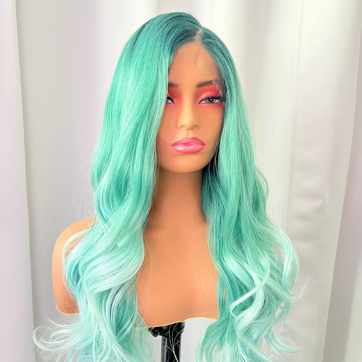 Lace Front Wig Wigs Green Long Synthetic Straight Heat Women Ombre Heat Wavy