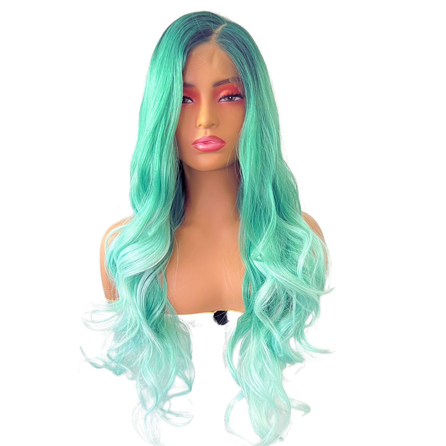 Lace Front Wig Wigs Green Long Synthetic Straight Heat Women Ombre Heat Wavy