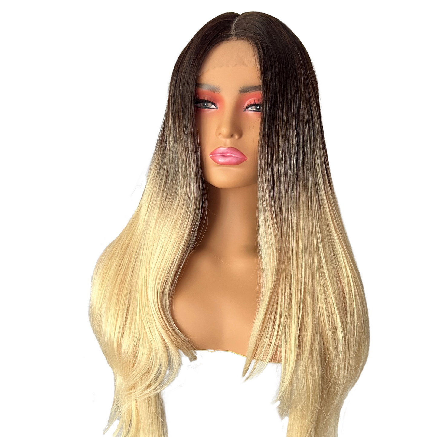 AUDREY - Dark root 613 31" Two tone blonde synthetic lace front wig