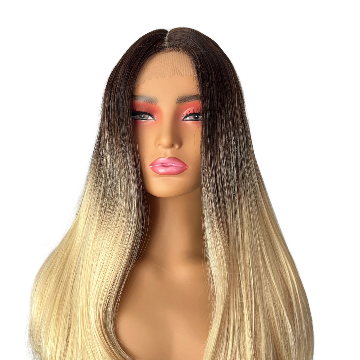 AUDREY - Dark root 613 31" Two tone blonde synthetic lace front wig