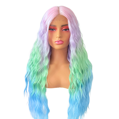 Aura - pastel rainbow lace front wig