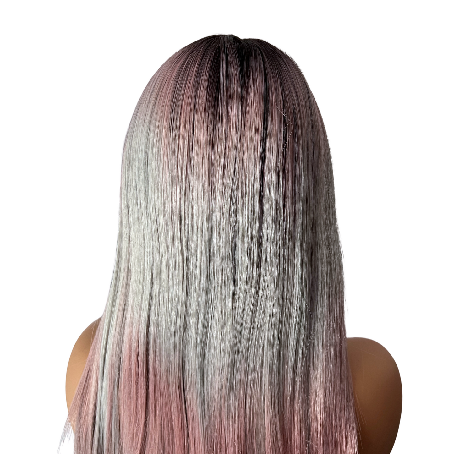 Bobbi Boss MLF630 Karine TD2PK GREY Pink Gray Wig Lacefront