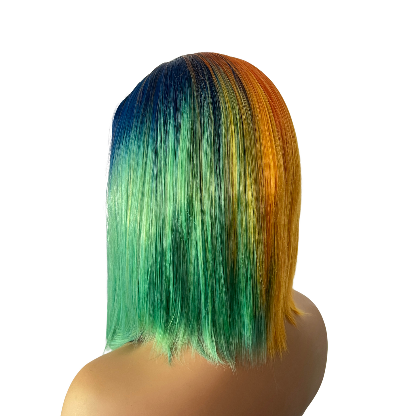 Bree - 14" Rainbow multi-color bob lace front wig, free parting