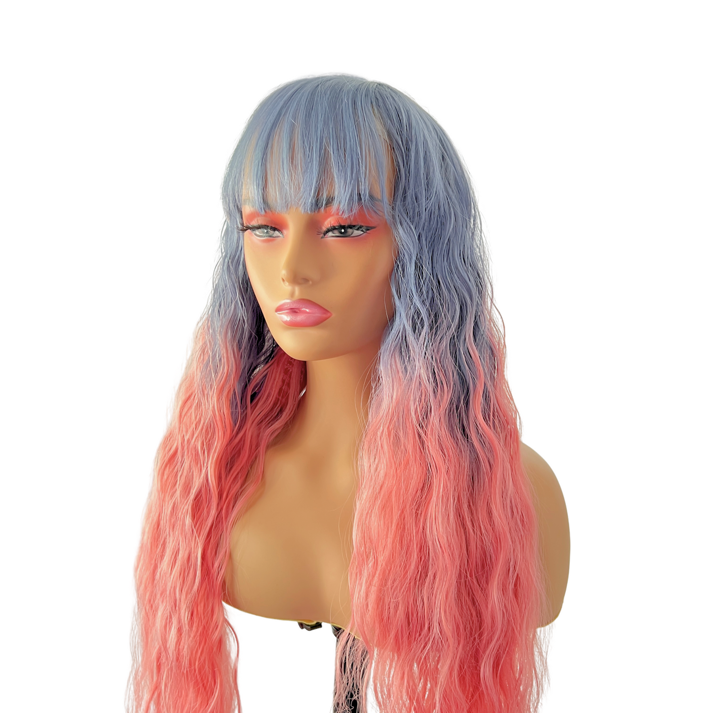 Starr - XLong pink and blue synthetic wig