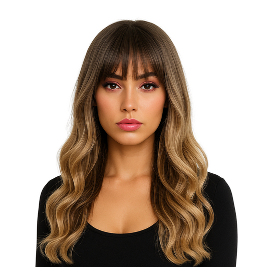 Stella - Brown synthetic wig with highlights