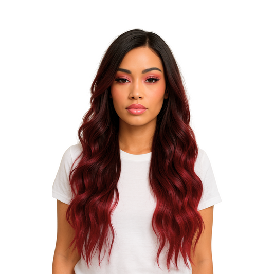 Tara - Red lacefront wig - Dark root ombre reds synthetic lace front wig