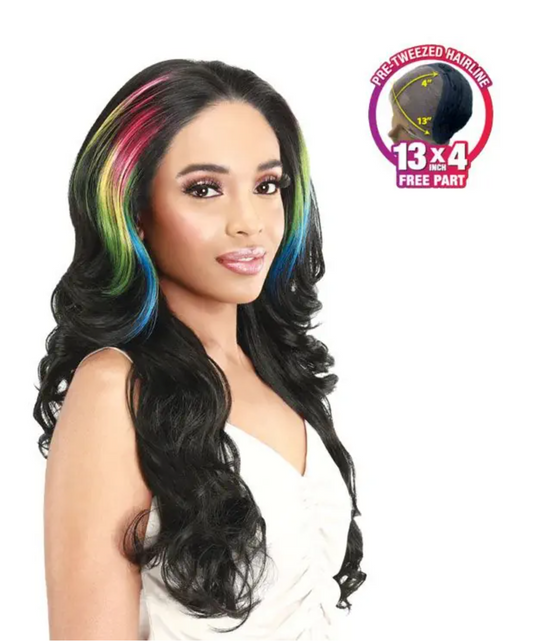 Free parting Rainbow Human Hair Blend 13X4 Lace Frontal Wig - Zury Sis NADIA