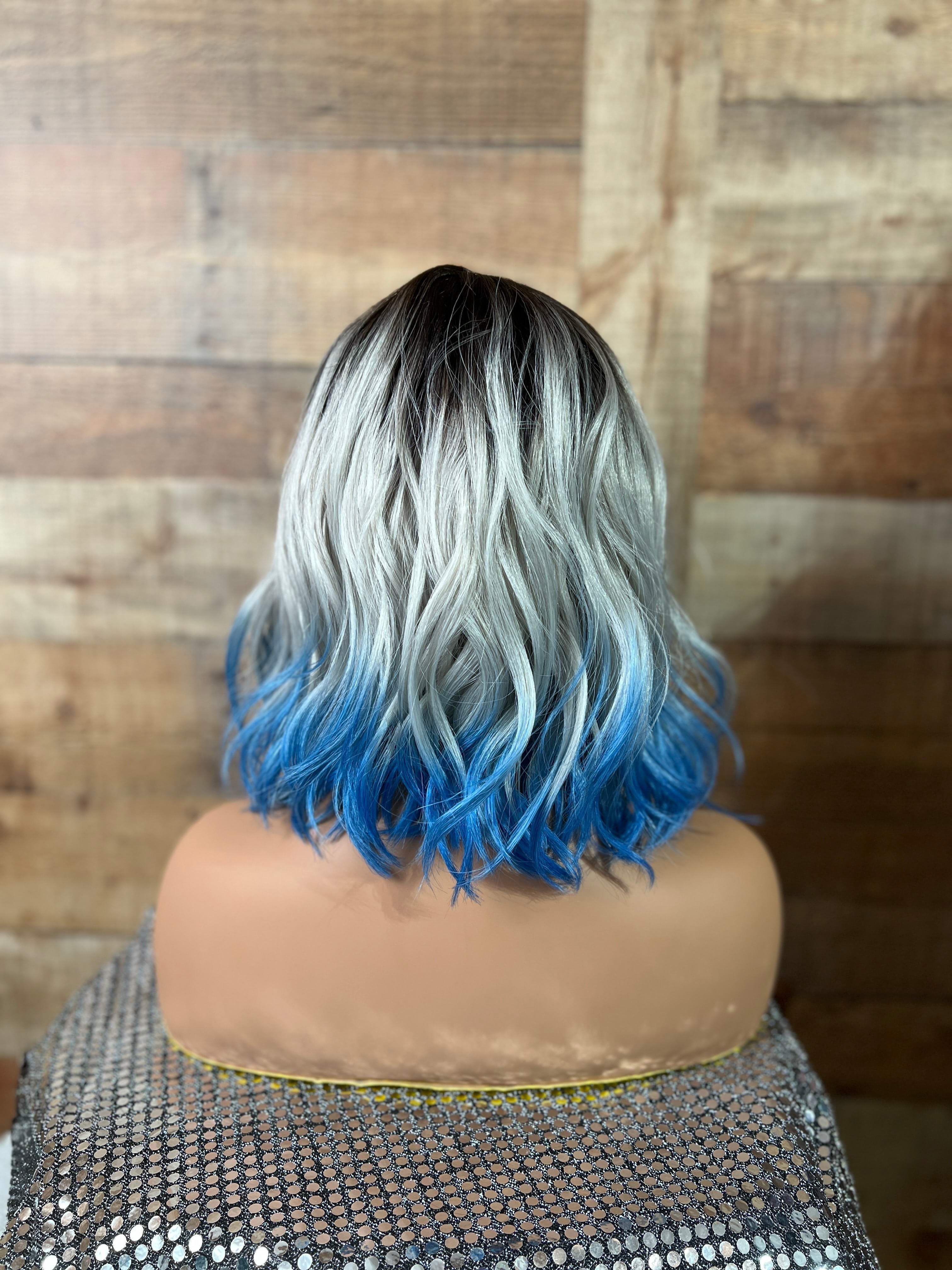 Kennedy Blue and Silver Synthetic Wig with bangs Lazygirl Approved