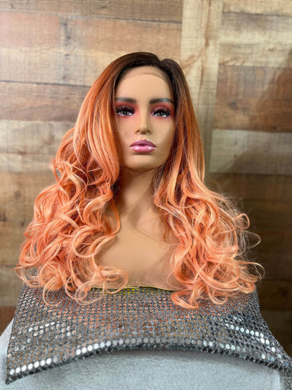 Ellie - Ombre Peach Synthetic lace front wig