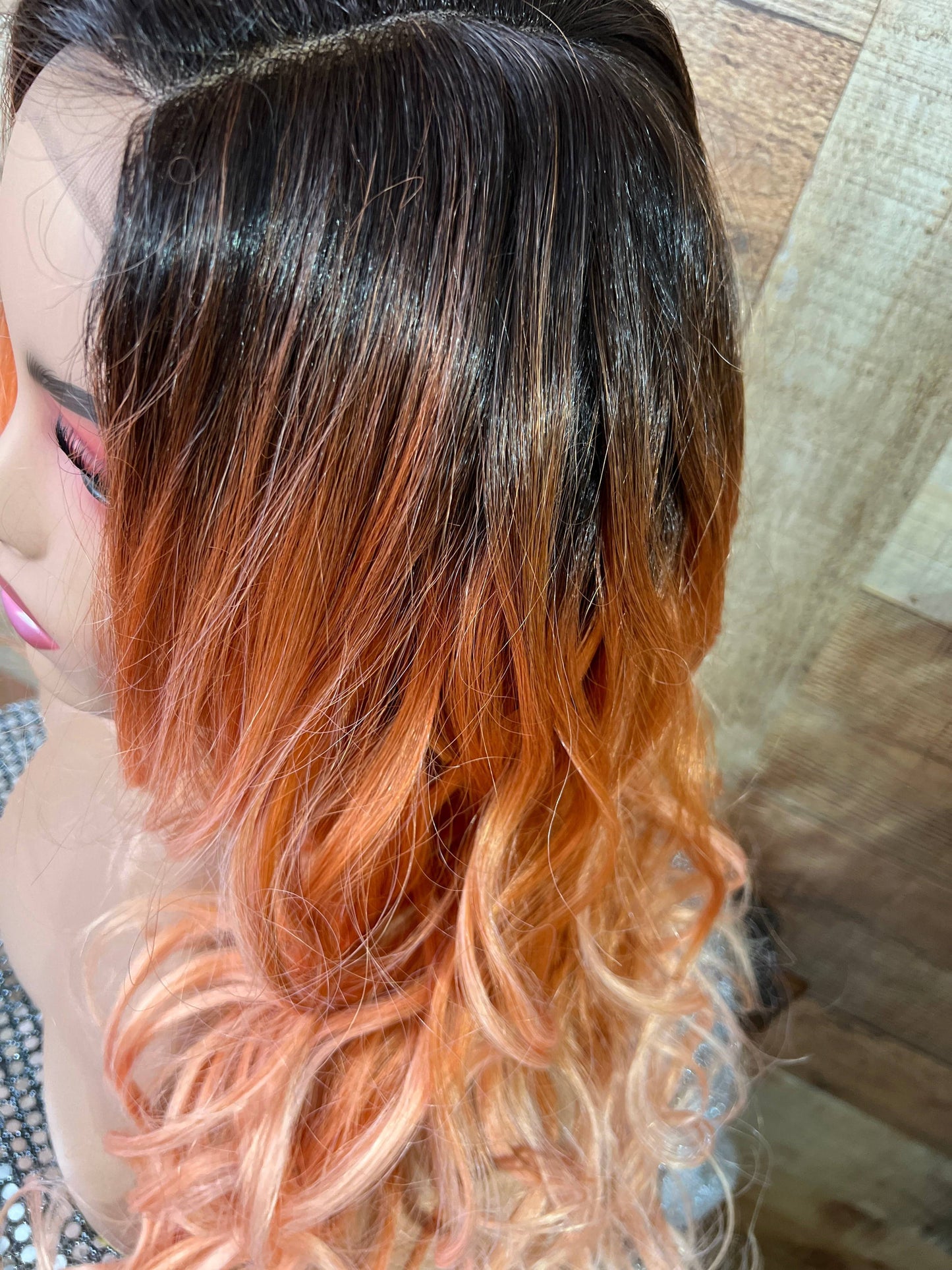 Ellie - Ombre Peach Synthetic lace front wig