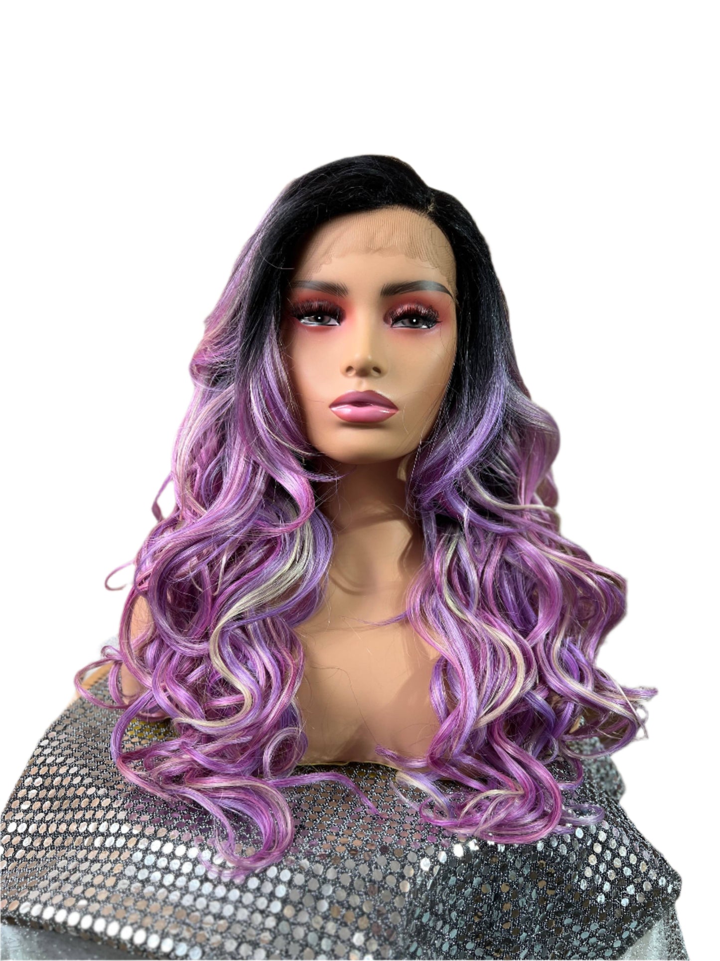 Ellie - Purple Synthetic lace front Wig