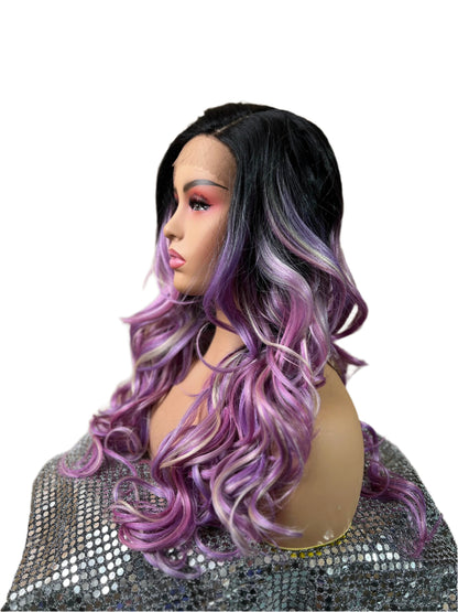 Ellie - Purple Synthetic lace front Wig