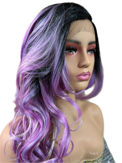 Ellie - Purple Synthetic lace front Wig