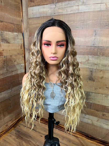 Shawna - Dirty blonde Curly synthetic wig