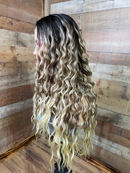 Shawna - Dirty blonde Curly synthetic wig