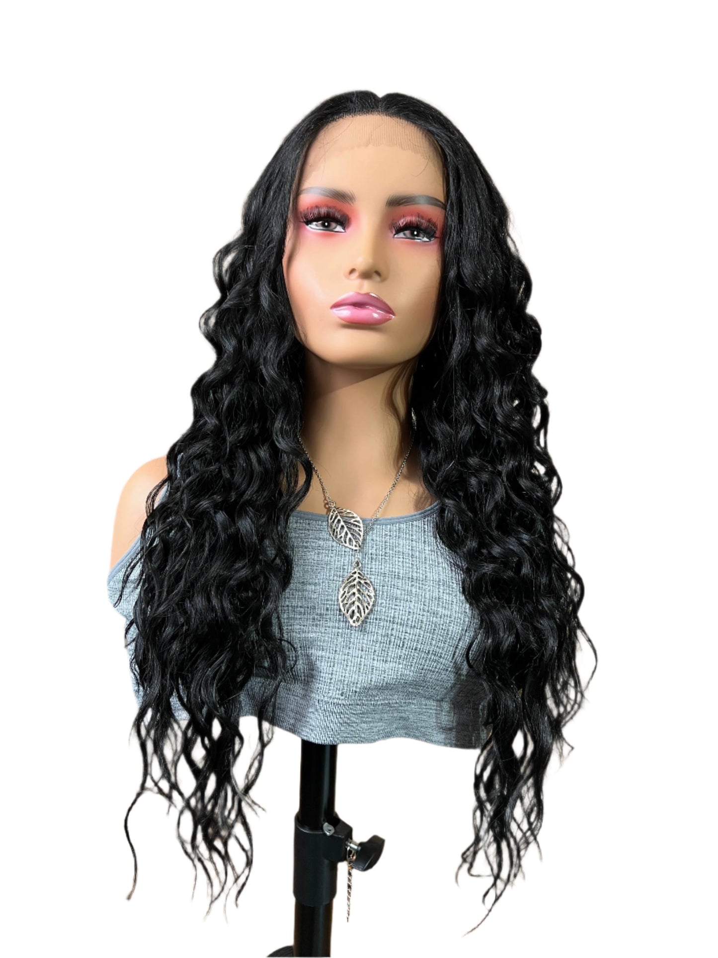 Shawna - 1B/Black lacefront wig black curly wig