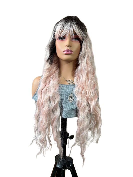 Estella - Rose pink wig with bangs