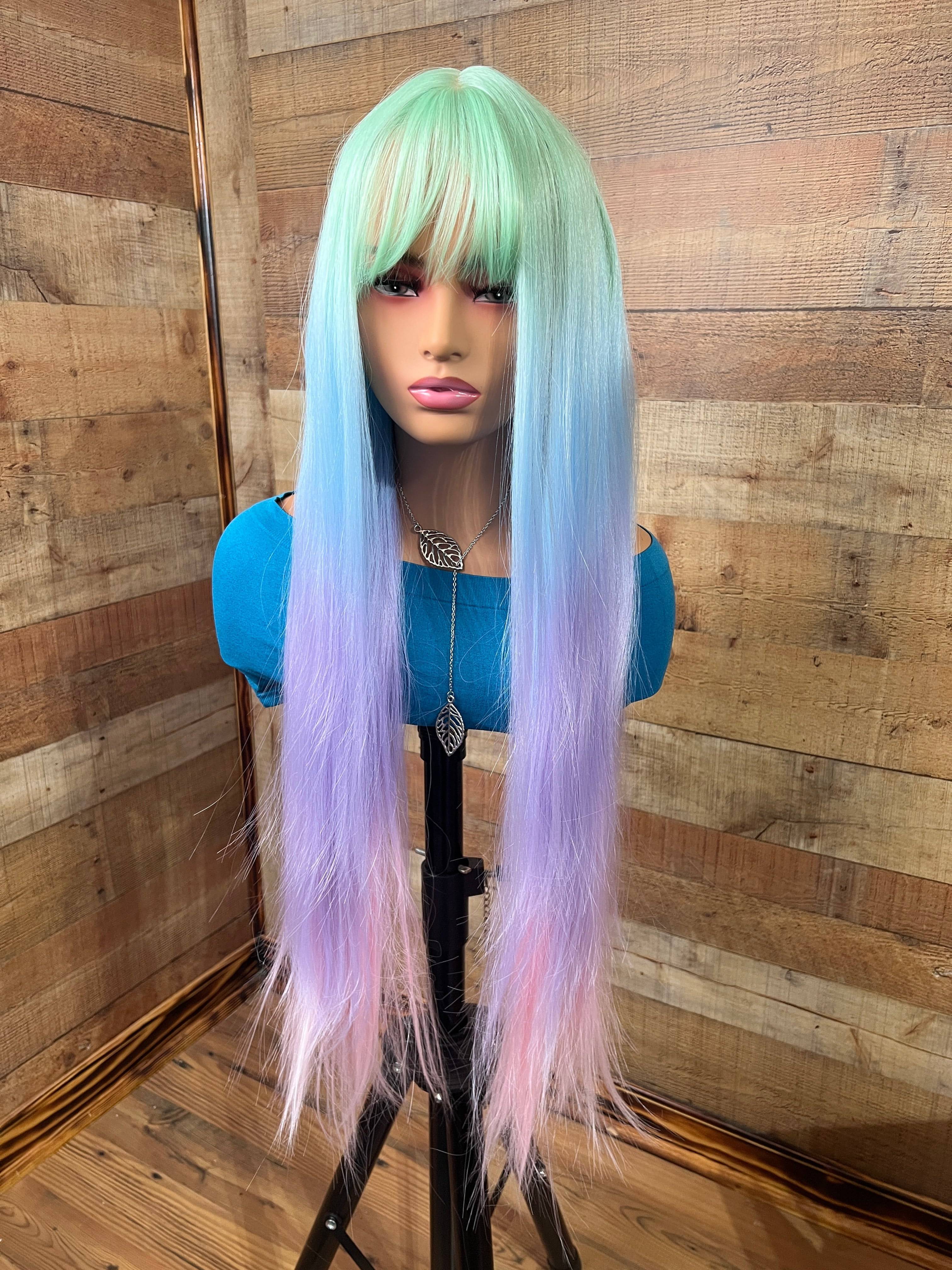 Calliope Pastel rainbow wig with bangs