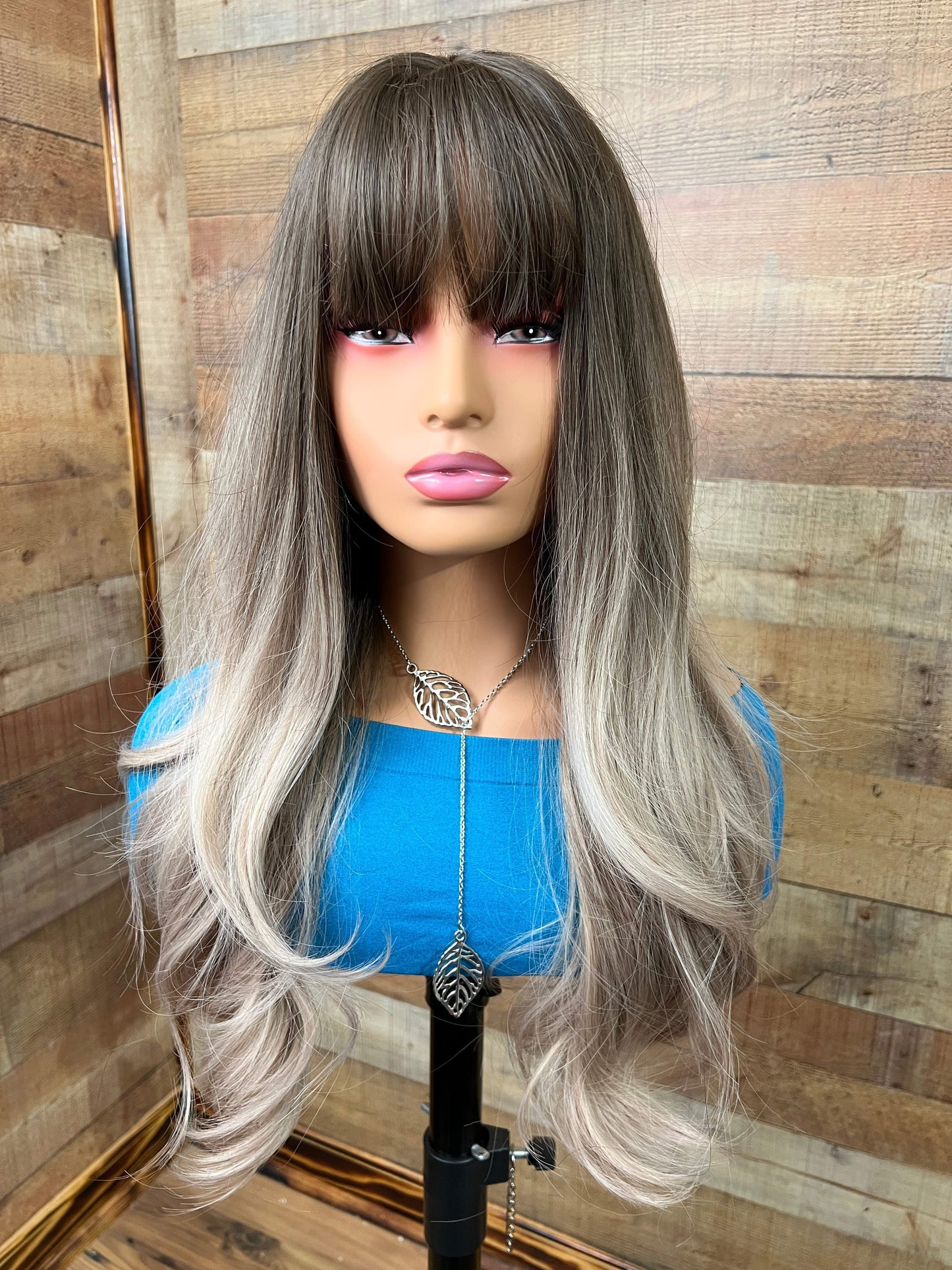 Dawn - Ash Brown synthetic wig with bangs