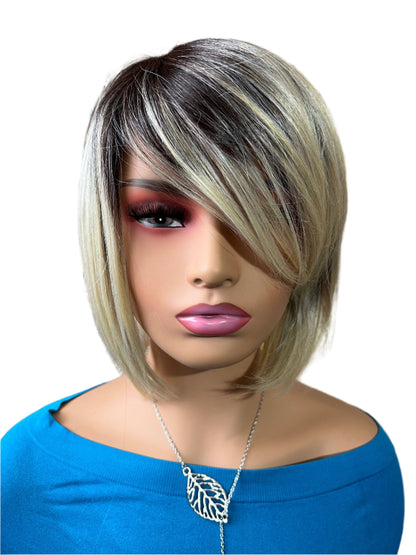 Meg-Short dark root blonde wig