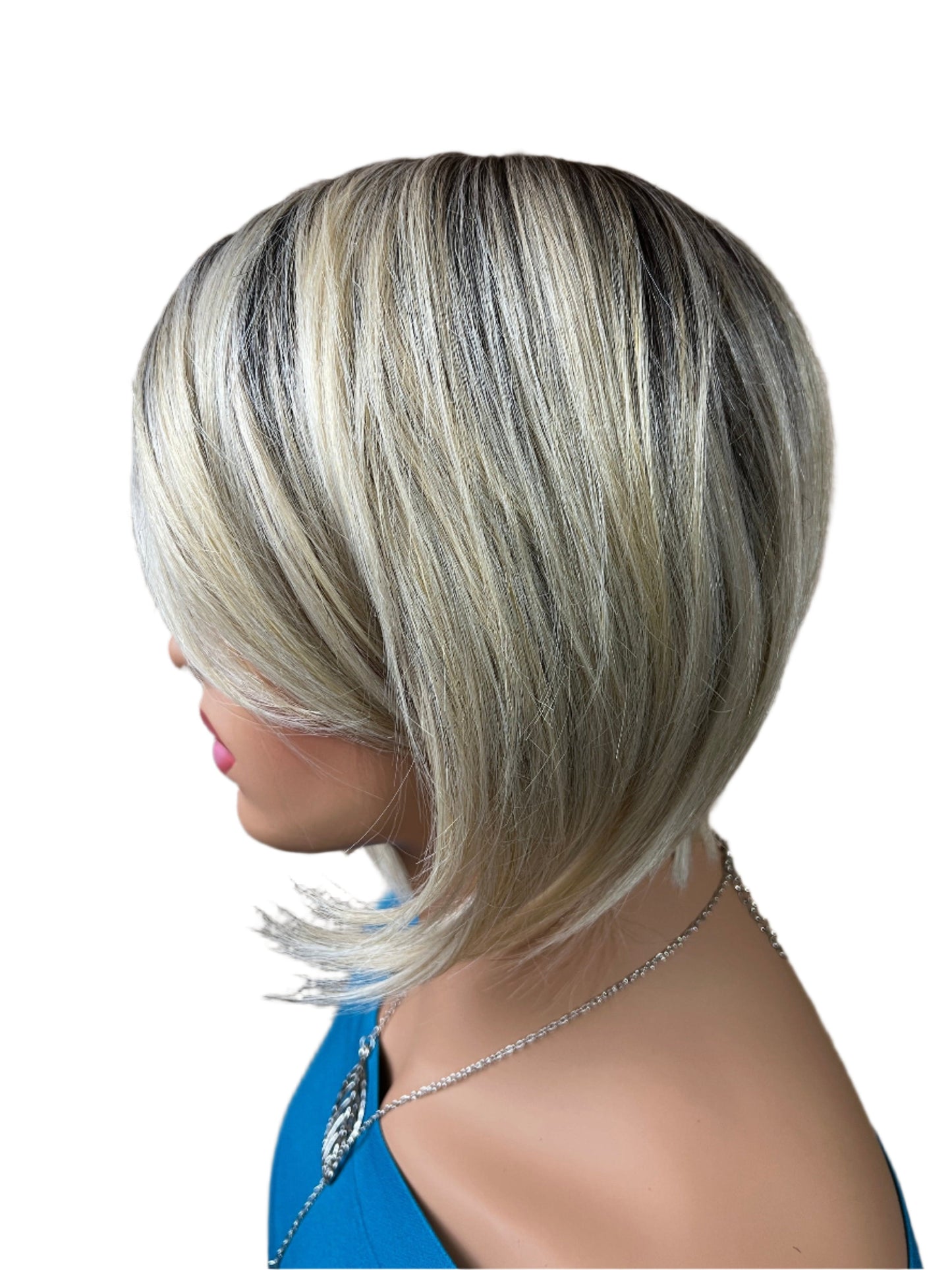 Meg-Short dark root blonde wig