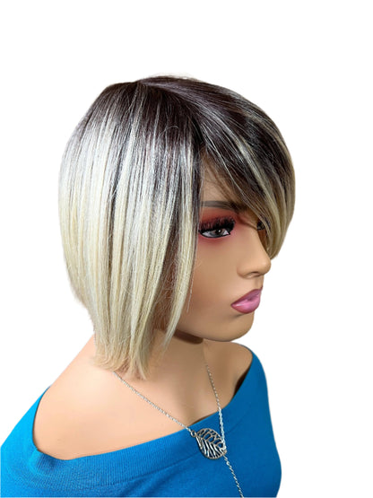 Meg-Short dark root blonde wig