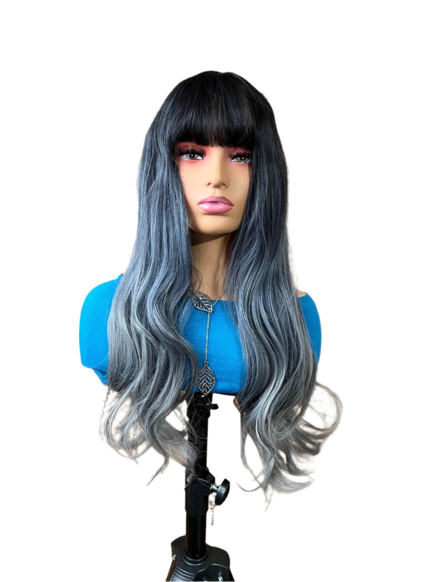 Bonnie - Blue gray synthetic wig with bangsWigs with BangsLazygirl Approved